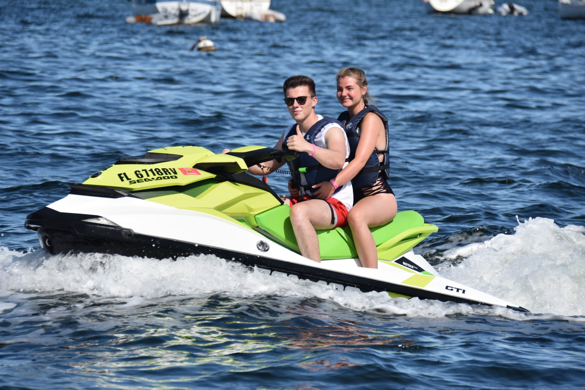 Couple riding Jet Ski Rental in Miami Beach